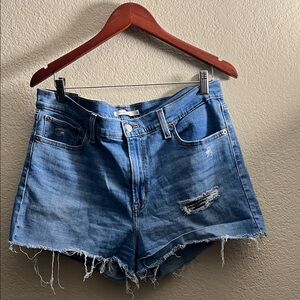 Levi's Light Blue Frayed Jean Shorts